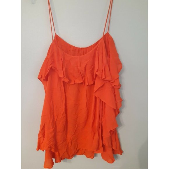Free People Ruffles Cami Tank Shirt Orange Melon - Picture 5 of 6